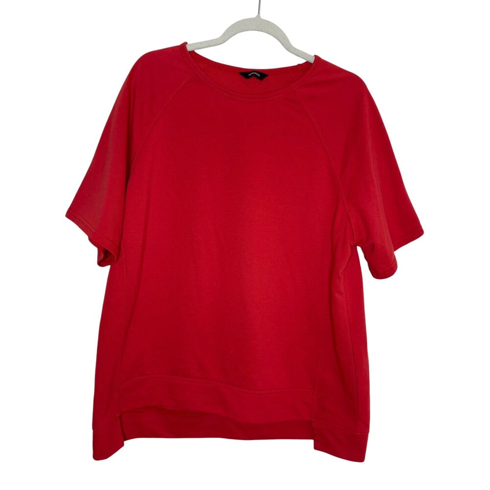 Dokotoo Knit Top Blouse Shirt Round Neck Short Sleeve Women Red L